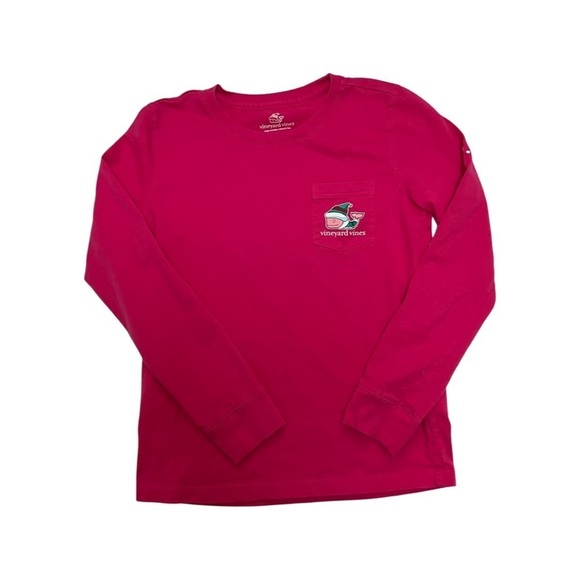 Vineyard Vines Holiday/Winter/Christmas Bright Pink Long Sleeve Whale TShirt M - Picture 2 of 8